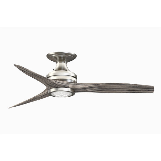Fanimation Spitfire 48in Flush 3-Blade Ceiling Fan with LED Light | Brushed Nickel and Weathered Wood | Low Ceilings | Model FP6721BBN-48WE-LK-F