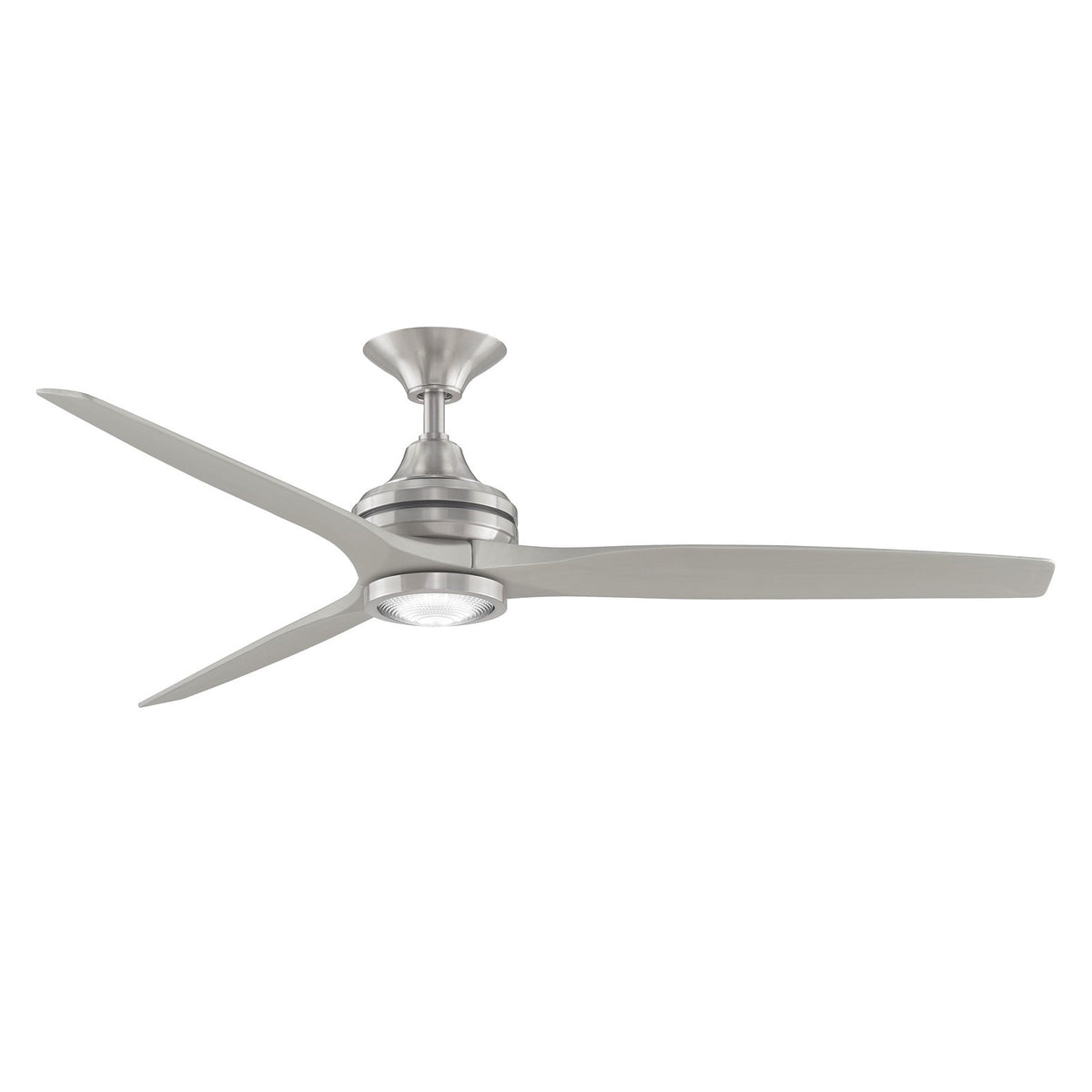 Fanimation Spitfire 60in 3-Blade Ceiling Fan with LED Light | Brushed Nickel and Buttonwood | Covered Patio, Porch | Model FP6721BBN-60BN-LK