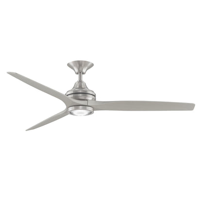 Fanimation Spitfire 60in 3-Blade Ceiling Fan with LED Light | Brushed Nickel and Buttonwood | Covered Patio, Porch | Model FP6721BBN-60BN-LK