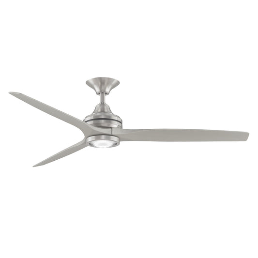 Fanimation Spitfire 60in 3-Blade Ceiling Fan with LED Light | Brushed Nickel and Buttonwood | Covered Patio, Porch | Model FP6721BBN-60BN-LK
