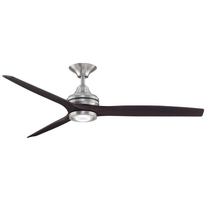 Fanimation Spitfire 60in 3-Blade Ceiling Fan with LED Light | Brushed Nickel and Dark Walnut | Covered Patio & Sunroom | Model FP6721BBN-60DWA-LK
