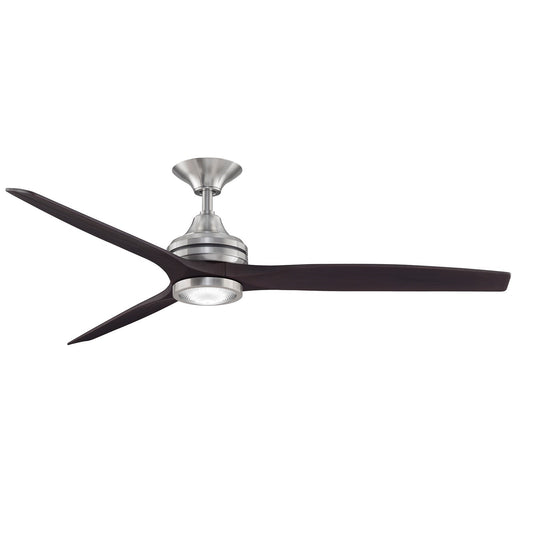 Fanimation Spitfire 60in 3-Blade Ceiling Fan with LED Light | Brushed Nickel and Dark Walnut | Covered Patio & Sunroom | Model FP6721BBN-60DWA-LK