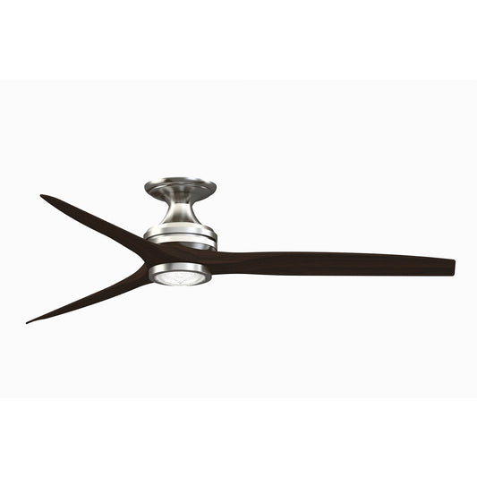 Fanimation Spitfire 60in Flush 3-Blade Ceiling Fan with LED Light | Brushed Nickel and Dark Walnut | Low Ceiling | Model FP6721BBN-60DWA-LK-F