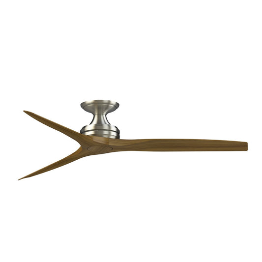 Fanimation Spitfire 60in Flush 3-Blade Ceiling Fan | Brushed Nickel and Koa Wood | Covered Patio & Sunroom | 60 x 60 x 9.5 in | Model FP6721BBN-60K-F
