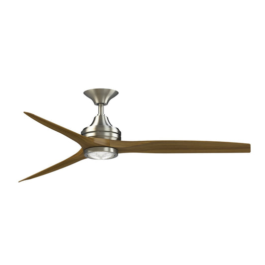 Fanimation Spitfire 60in 3-Blade Ceiling Fan with LED Light | Brushed Nickel and Koa Wood | Covered Patio & Sunroom | Model FP6721BBN-60K-LK