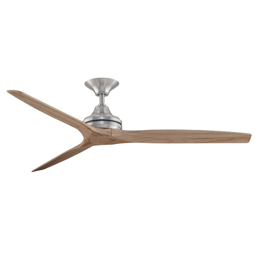 Fanimation Spitfire 60in 3-Blade Ceiling Fan | Brushed Nickel and Natural Buttonwood | Covered Patio, Porch & Sunroom | Model FP6721BBN-60N