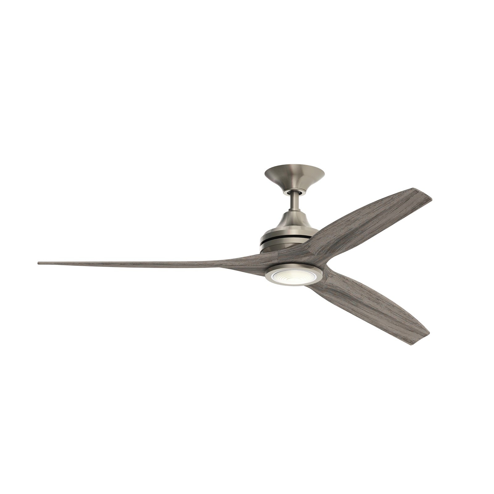 Fanimation Spitfire 60in 3-Blade LED Ceiling Fan | Brushed Nickel and Weathered Wood | Covered Patio & Sunroom | Model FP6721BBN-60WE-LK