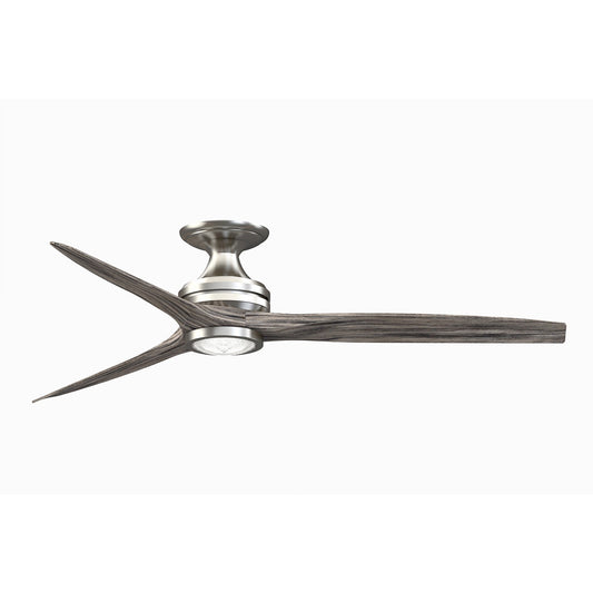Fanimation Spitfire 60in Flush 3-Blade LED Ceiling Fan | Brushed Nickel and Weathered Wood | Covered Patio & Low Ceiling | Model FP6721BBN-60WE-LK-F