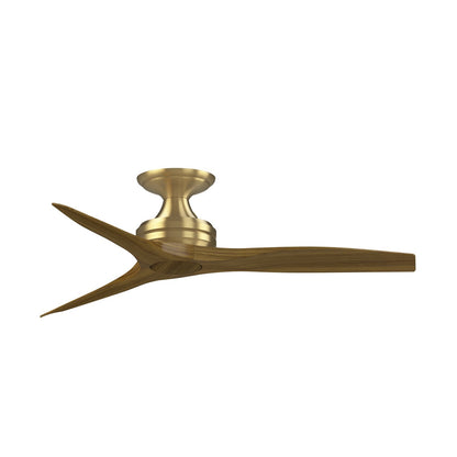 Fanimation Spitfire 48in Flush 3-Blade Ceiling Fan | Brushed Satin Brass and Koa Wood Blades | Low Ceilings & Covered Patio | Model FP6721BBS-48K-F