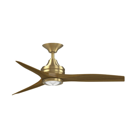 Fanimation Spitfire 48in 3-Blade Ceiling Fan with LED Light | Brushed Satin Brass and Koa Wood Blades | Covered Patio | Model FP6721BBS-48K-LK