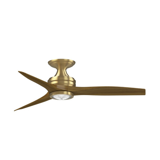 Fanimation Spitfire 48in Flush 3-Blade Ceiling Fan with LED Light | Brushed Satin Brass and Koa Wood Blades | Low Ceilings | Model FP6721BBS-48K-LK-F
