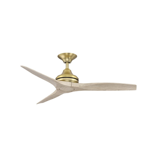 Fanimation Spitfire 48in 3-Blade Ceiling Fan | Brushed Satin Brass and Light Oak Buttonwood | Covered Patio & Sunroom | Model FP6721BBS-48LO