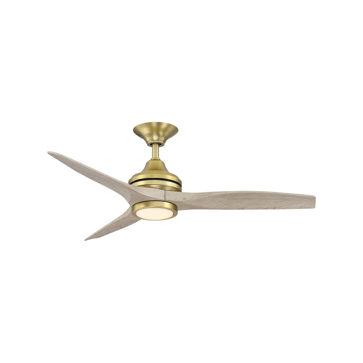 Fanimation Spitfire 48in 1-Light Ceiling Fan | Brushed Satin Brass and Light Oak Buttonwood | Covered Patio & Sunroom | Model FP6721BBS-48LO-LK