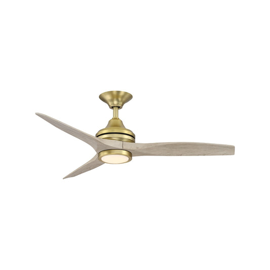 Fanimation Spitfire 48in 1-Light Ceiling Fan | Brushed Satin Brass and Light Oak Buttonwood | Covered Patio & Sunroom | Model FP6721BBS-48LO-LK