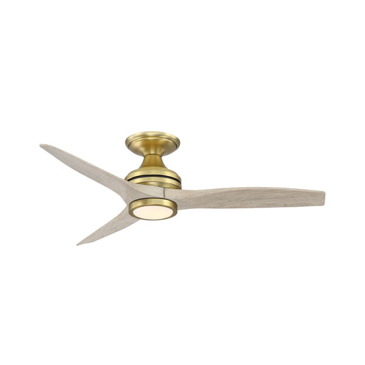 Fanimation Spitfire 48in Flush 1-Light Ceiling Fan | Brushed Satin Brass and Light Oak Buttonwood | Covered Patio & Low | Model FP6721BBS-48LO-LK-F