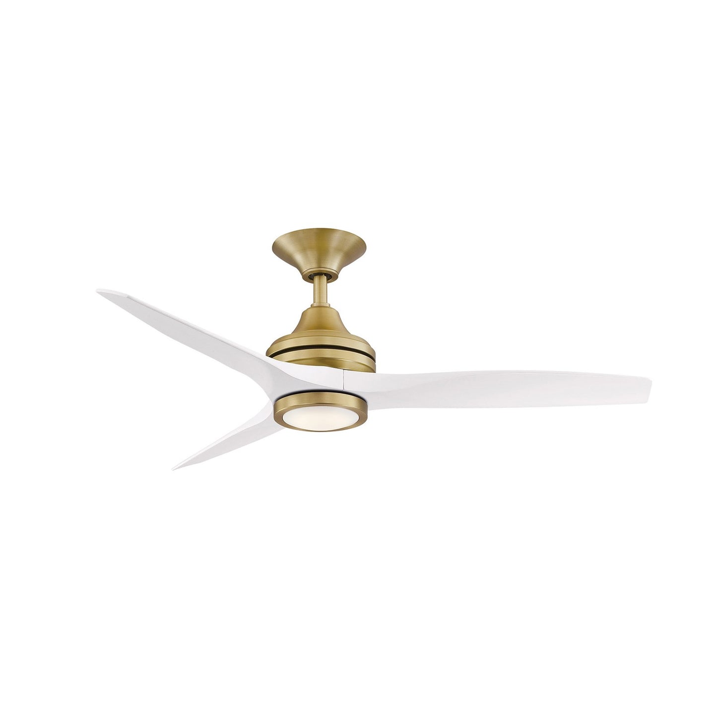 Fanimation Spitfire 48in 3-Blade LED Ceiling Fan | Brushed Satin Brass and Matte White Buttonwood | Covered Patio & Sunroom | Model FP6721BBS-48MW-LK