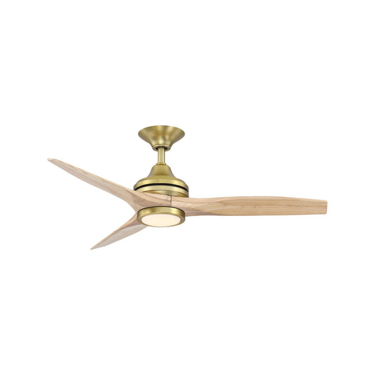 Fanimation Spitfire 48in 3-Blade Ceiling Fan with LED Light Kit | Brushed Satin Brass and Natural Buttonwood | Covered | Model FP6721BBS-48N-LK