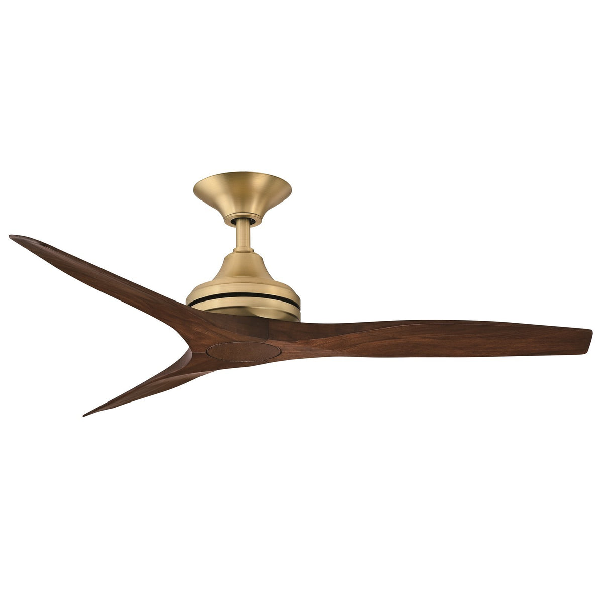 Fanimation Spitfire 48in 3-Blade Ceiling Fan | Brushed Satin Brass and Whiskey Wood | Covered Patio & Sunroom | 48 x 48 x 12 in | Model FP6721BBS-48WK