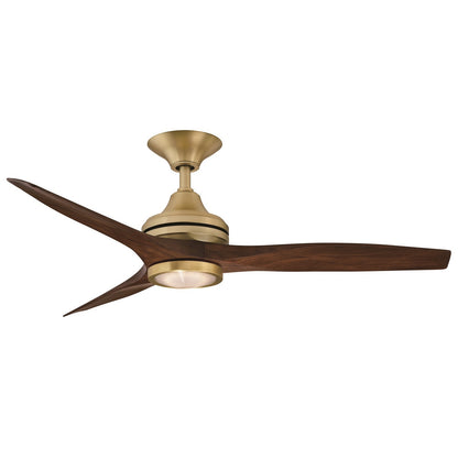 Fanimation Spitfire 48in 1-Light Ceiling Fan with LED | Brushed Satin Brass and Whiskey Wood | Covered Patio & Living Room | Model FP6721BBS-48WK-LK