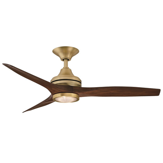 Fanimation Spitfire 48in 1-Light Ceiling Fan with LED | Brushed Satin Brass and Whiskey Wood | Covered Patio & Living Room | Model FP6721BBS-48WK-LK