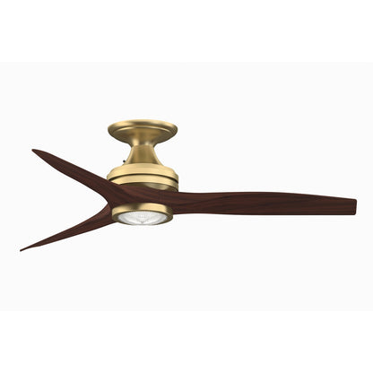 Fanimation Spitfire 48in Flush Mount 1-Light Ceiling Fan | Brushed Satin Brass and Whiskey Wood | Low Ceiling Rooms | Model FP6721BBS-48WK-LK-F
