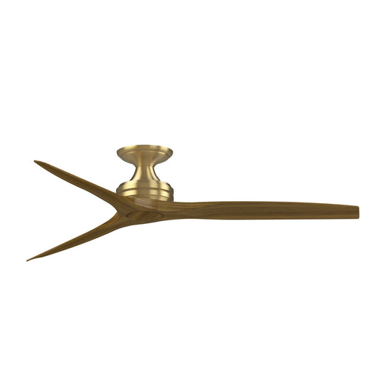 Fanimation Spitfire 60in Flush 3-Blade Ceiling Fan | Brushed Satin Brass and Koa Wood | Covered Patio & Low Ceilings | Model FP6721BBS-60K-F
