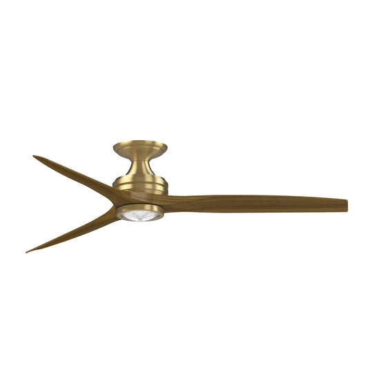 Fanimation Spitfire 60in Flush 3-Blade Ceiling Fan with LED Light | Brushed Satin Brass and Koa Wood | Covered Patio & Low | Model FP6721BBS-60K-LK-F