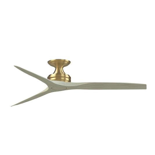 Fanimation Spitfire 60in Flush 3-Blade Ceiling Fan | Brushed Satin Brass and Light Oak Buttonwood | Low Ceilings & Sunroom | Model FP6721BBS-60LO-F