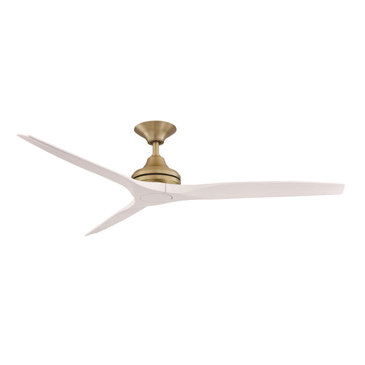 Fanimation Spitfire 60in 3-Blade Ceiling Fan | Brushed Satin Brass and Matte White Buttonwood | Covered Patio & Sunroom | Model FP6721BBS-60MW