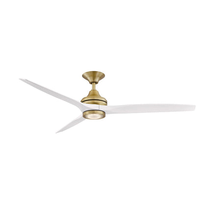 Fanimation Spitfire 60in LED Ceiling Fan | Brushed Satin Brass and Matte White Buttonwood | Covered Patio & Sunroom | Model FP6721BBS-60MW-LK