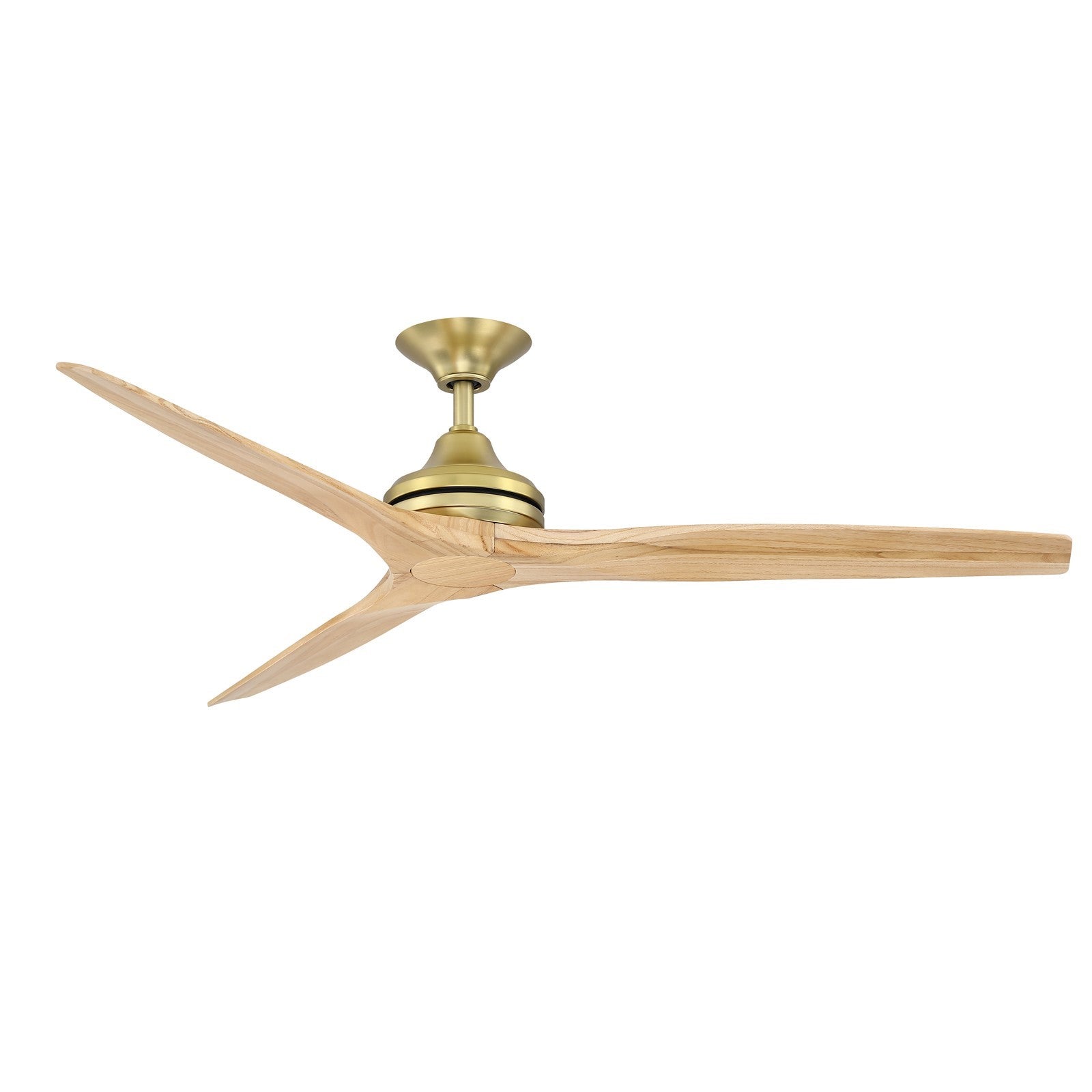 Fanimation Spitfire 60in 3-Blade Ceiling Fan | Brushed Satin Brass and Natural Buttonwood | Covered Patio, Porch & Sunroom | Model FP6721BBS-60N