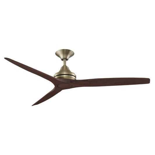Fanimation Spitfire 60in 3-Blade Ceiling Fan | Brushed Satin Brass and Whiskey Wood | Covered Patio & Sunroom | 60 x 60 x 12 in | Model FP6721BBS-60WK