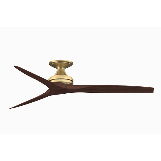 Fanimation Spitfire 60in Flush 3-Blade Ceiling Fan | Brushed Satin Brass and Whiskey Wood | Low Ceilings & Sunroom | Model FP6721BBS-60WK-F