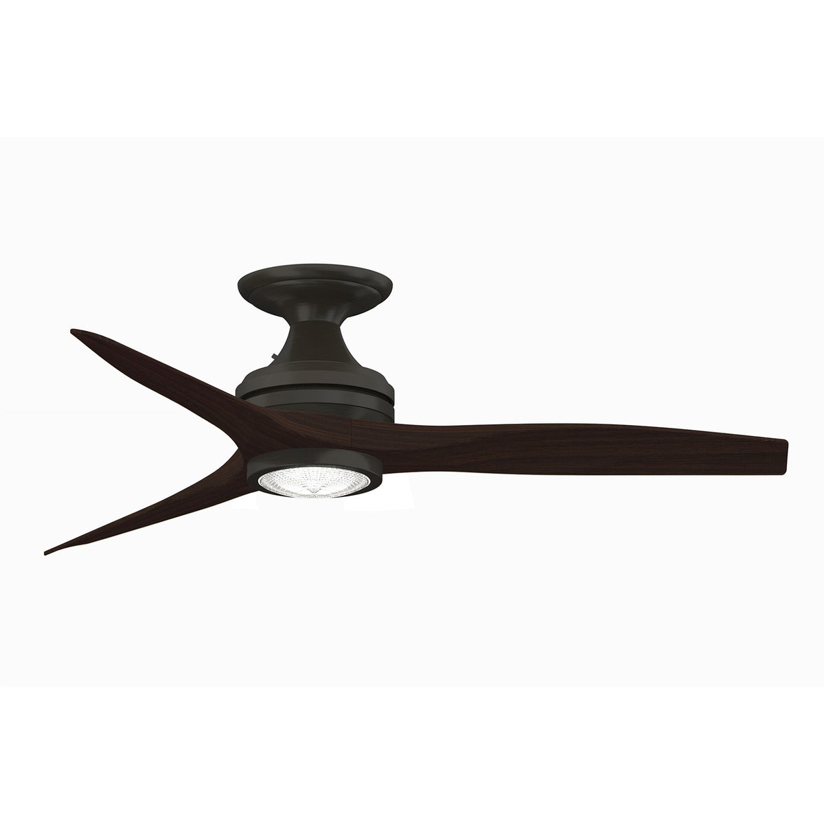 Fanimation Spitfire 48in Flush Mount 1-Light Ceiling Fan | Damp-Rated Dark Bronze and Dark Walnut with LED | Low Ceiling | Model FP6721BDZ-48DWA-LK-F