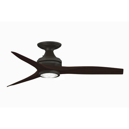 Fanimation Spitfire 48in Flush Mount 1-Light Ceiling Fan | Damp-Rated Dark Bronze and Dark Walnut with LED | Low Ceiling | Model FP6721BDZ-48DWA-LK-F