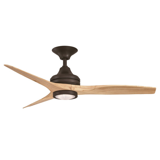 Fanimation Spitfire 48in 1-Light LED Ceiling Fan | Dark Bronze and Natural Buttonwood | Covered Patio & Porch | Model FP6721BDZ-48N-LK