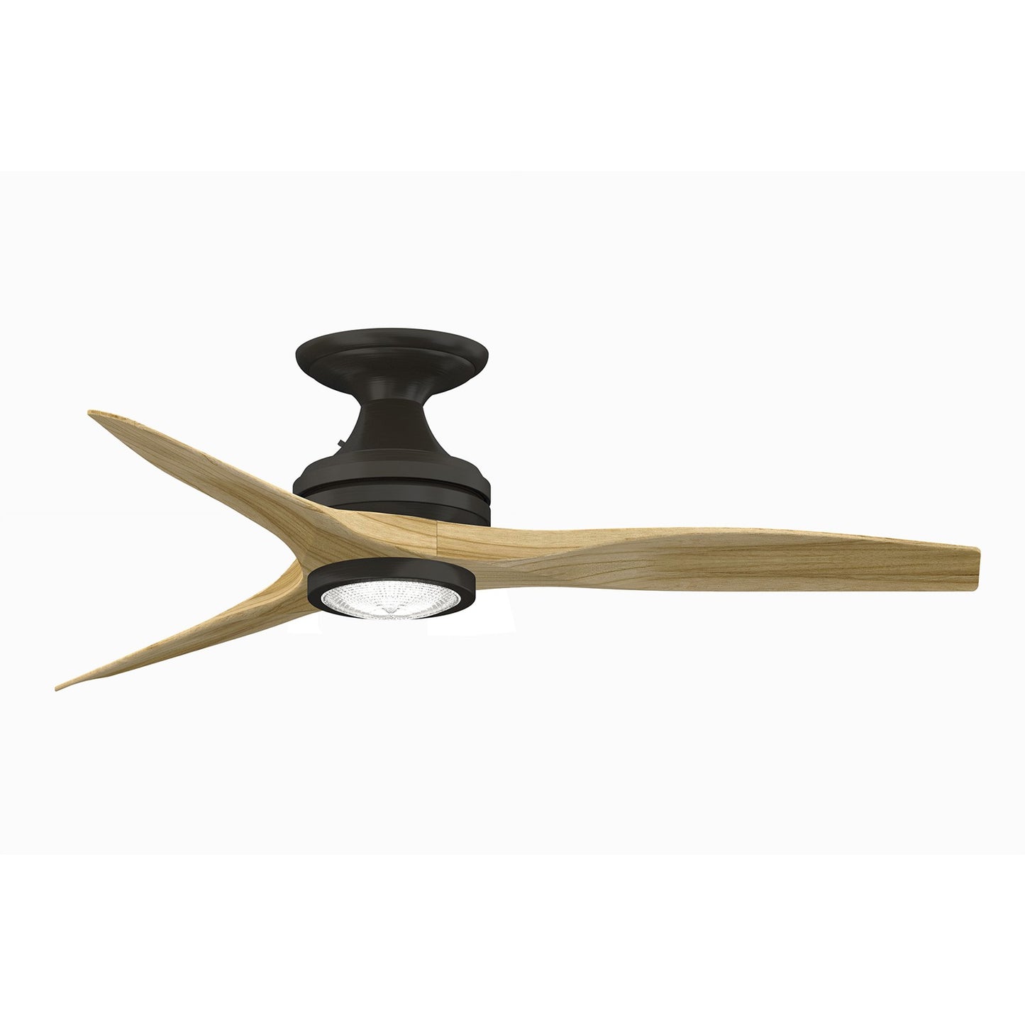 Fanimation Spitfire 48in Flush 1-Light LED Ceiling Fan | Dark Bronze and Natural Buttonwood | Covered Patios & Porches | Model FP6721BDZ-48N-LK-F
