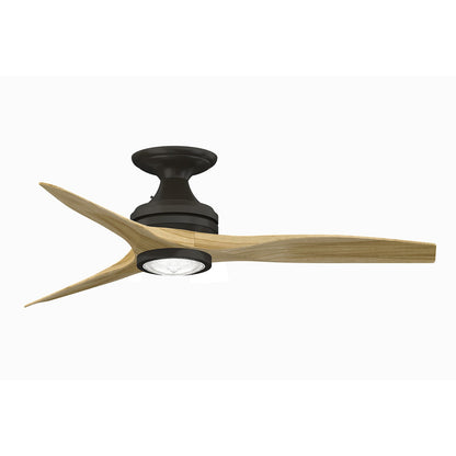 Fanimation Spitfire 48in Flush 1-Light LED Ceiling Fan | Dark Bronze and Natural Buttonwood | Covered Patios & Porches | Model FP6721BDZ-48N-LK-F