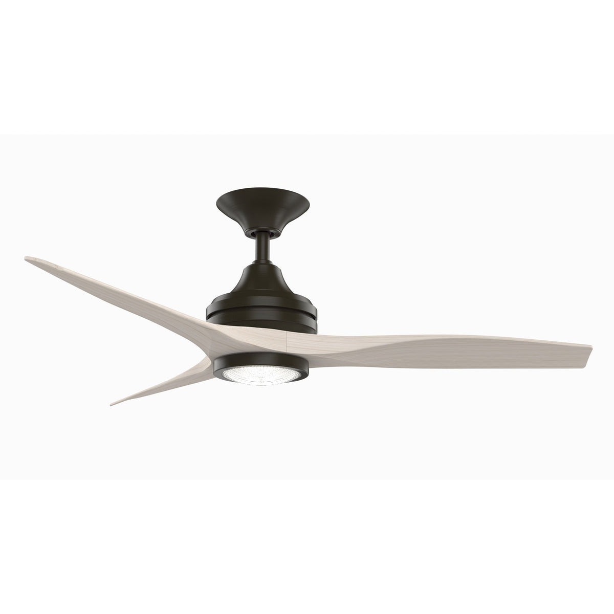Fanimation Spitfire 48in 3-Blade LED Ceiling Fan | Damp Rated Dark Bronze and White Washed Buttonwood | Covered Patio | Model FP6721BDZ-48WW-LK
