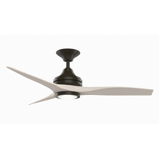 Fanimation Spitfire 48in 3-Blade LED Ceiling Fan | Damp Rated Dark Bronze and White Washed Buttonwood | Covered Patio | Model FP6721BDZ-48WW-LK