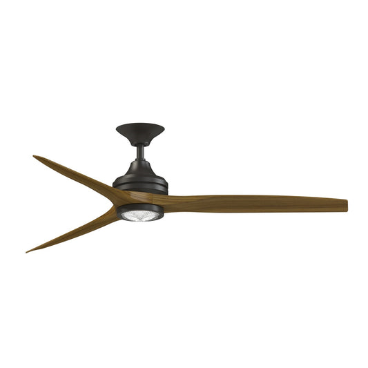 Fanimation Spitfire 60in 3-Light Ceiling Fan | Dark Bronze and Koa Wood Blades | Covered Patio & Sunroom | 60 x 60 x 13.71 in | Model FP6721BDZ-60K-LK