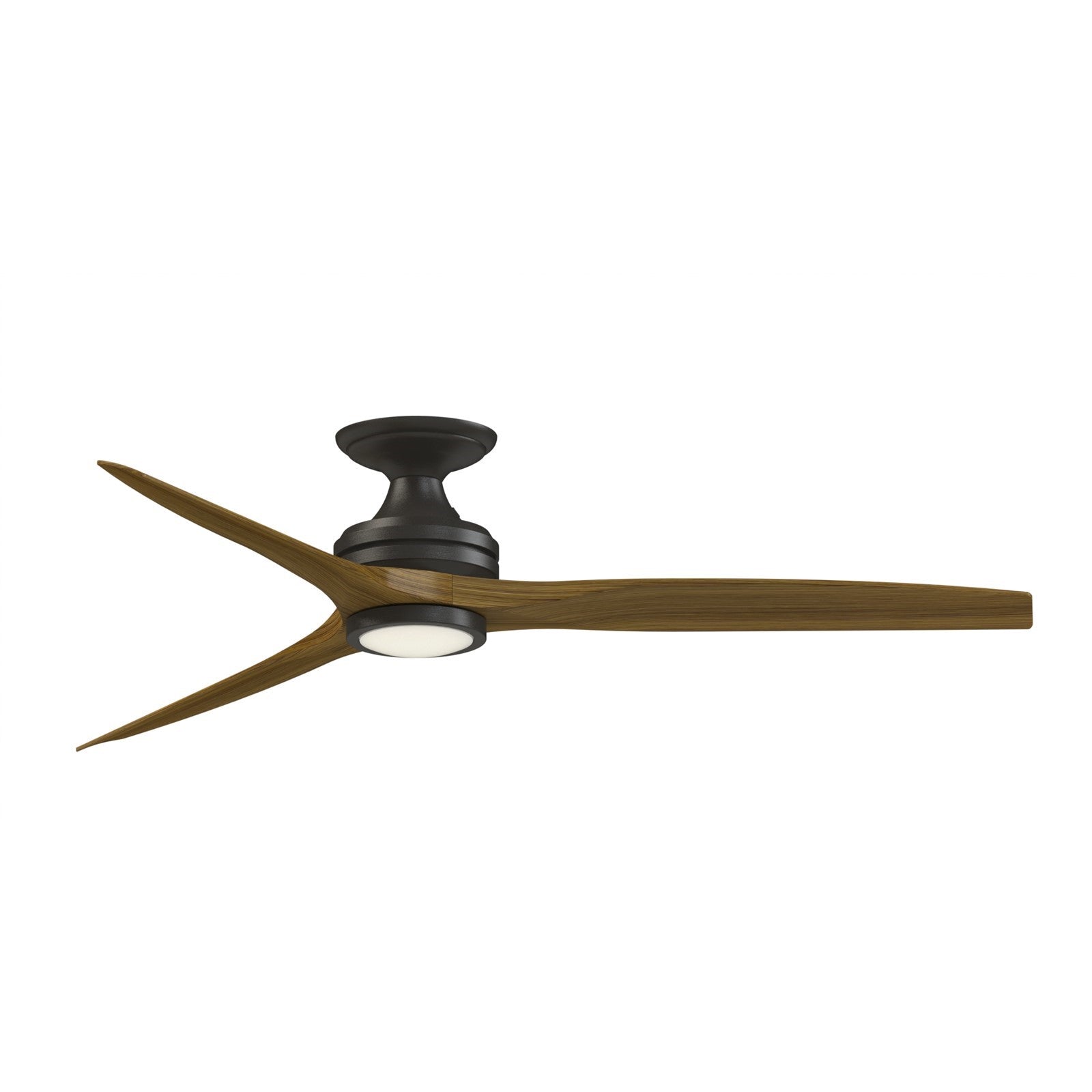 Fanimation Spitfire 60in Flush 3-Light Ceiling Fan | Dark Bronze and Koa Wood Blades | Low Ceiling & Sunroom | Model FP6721BDZ-60K-LK-F