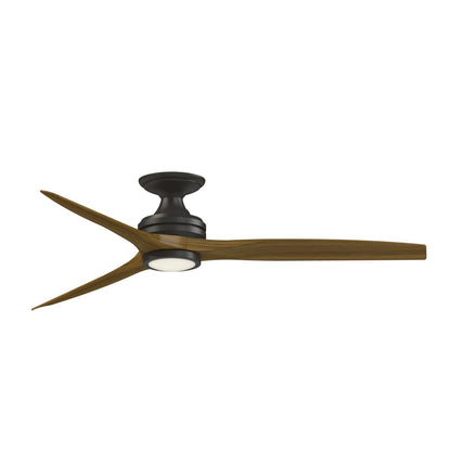 Fanimation Spitfire 60in Flush 3-Light Ceiling Fan | Dark Bronze and Koa Wood Blades | Low Ceiling & Sunroom | Model FP6721BDZ-60K-LK-F