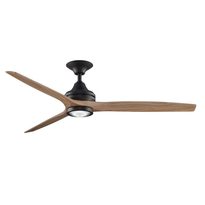 Fanimation Spitfire 60in 3-Blade Ceiling Fan with LED Light | Dark Bronze and Natural Buttonwood | Covered Patio & Porch | Model FP6721BDZ-60N-LK