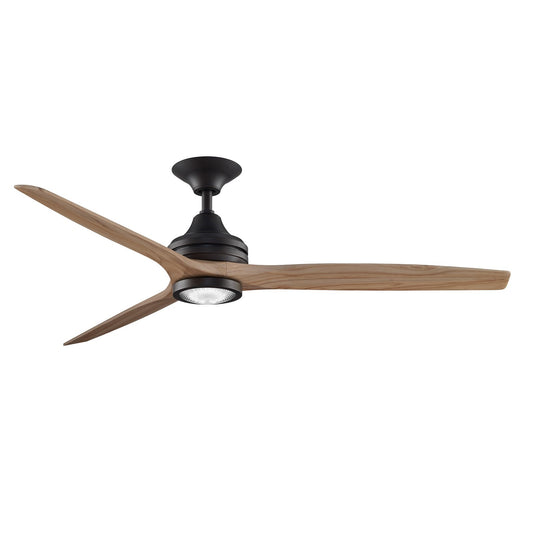 Fanimation Spitfire 60in 3-Blade Ceiling Fan with LED Light | Dark Bronze and Natural Buttonwood | Covered Patio & Porch | Model FP6721BDZ-60N-LK