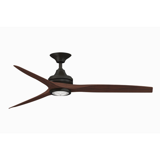 Fanimation Spitfire 60in 3-Blade Ceiling Fan with LED Light | Dark Bronze and Whiskey Wood Buttonwood | Covered Patio | Model FP6721BDZ-60WK-LK