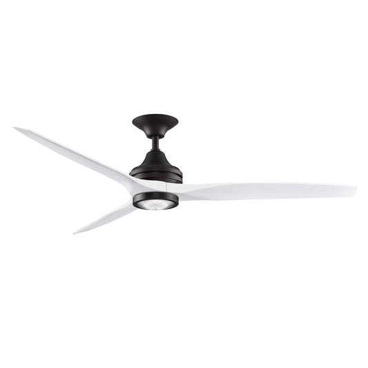 Fanimation Spitfire 60in 3-Blade Ceiling Fan with LED Light | Dark Bronze and White Washed Buttonwood | Covered Patio | Model FP6721BDZ-60WW-LK