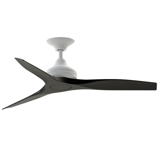 Fanimation Spitfire 48in 3-Blade Ceiling Fan | Matte White and Black Buttonwood | Covered Patio, Porch & Sunroom | 5176 CFM | Model FP6721BMW-48BL
