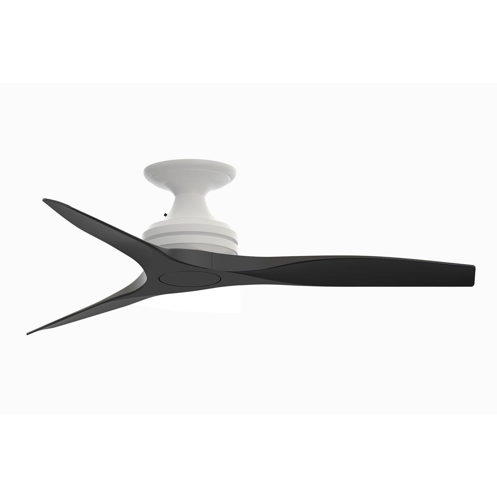 Fanimation Spitfire 48in Flush Mount Ceiling Fan | Matte White and Black Buttonwood | Covered Porch, Sunroom & Low Ceiling | Model FP6721BMW-48BL-F