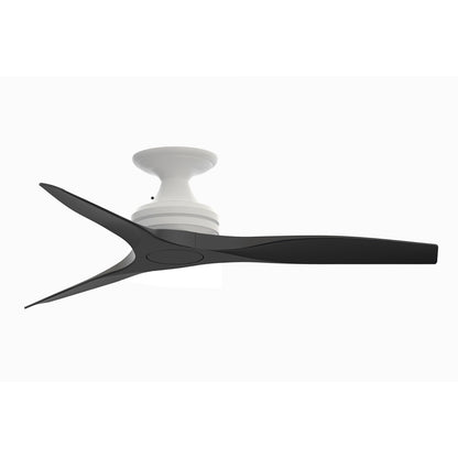 Fanimation Spitfire 48in Flush Mount Ceiling Fan | Matte White and Black Buttonwood | Covered Porch, Sunroom & Low Ceiling | Model FP6721BMW-48BL-F